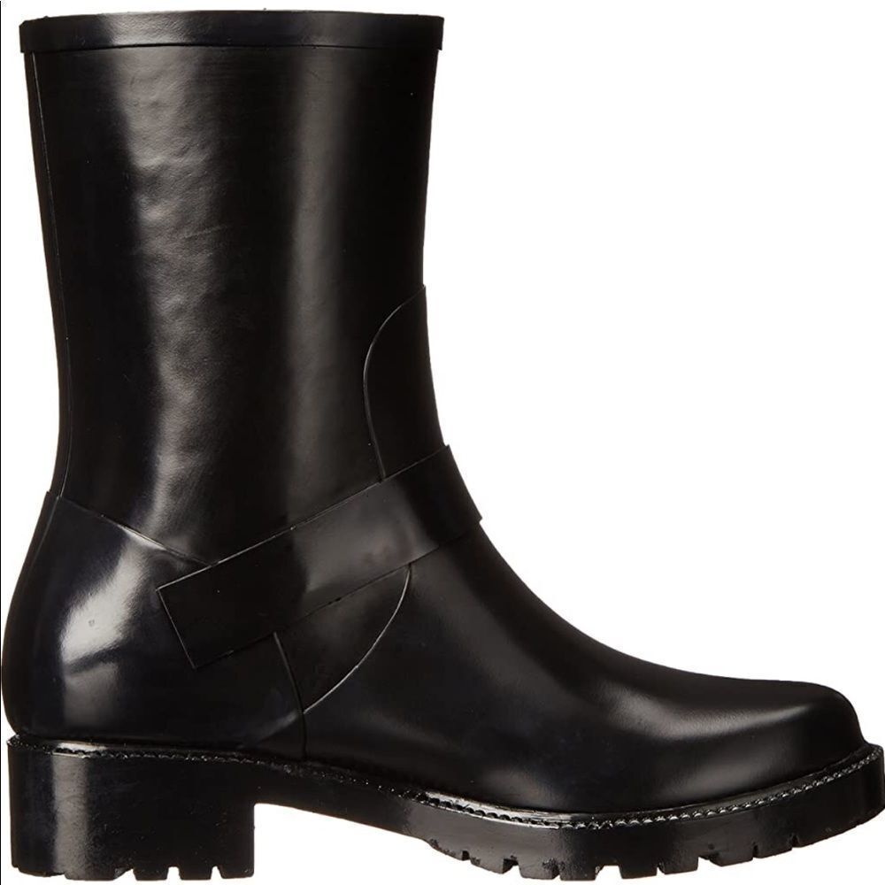 Vince Camuto Rain Boots With Gold Accents Rubber and Black Boots Size 6​​​ - Picture 9 of 14